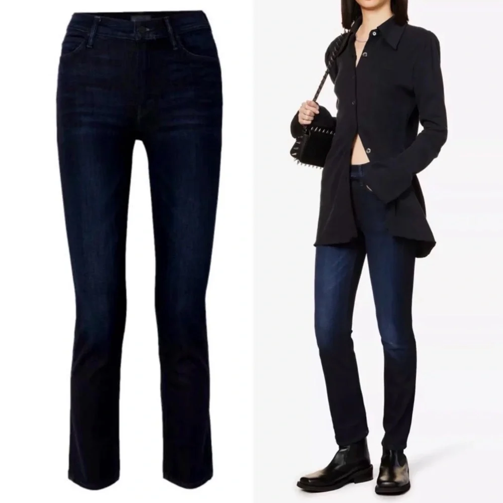 MOTHER Jeans Mid-Rise Dazzler Now or Never Dark Indigo Blue Size 27